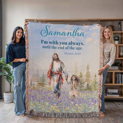 Personalized Woven Blanket "I'm with you always.. (Matthew 28:20)"
