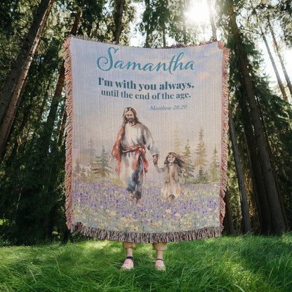 Personalized Woven Blanket "I'm with you always.. (Matthew 28:20)"
