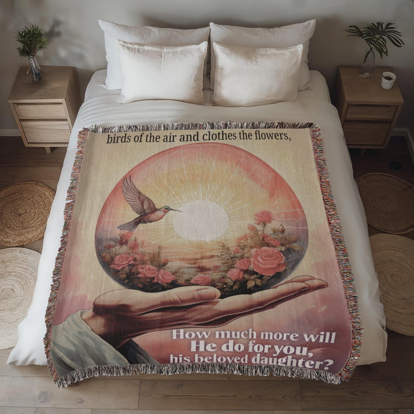 Woven Blanket "He do for you, his beloved daughter? (Matthew 6, 26-29)"