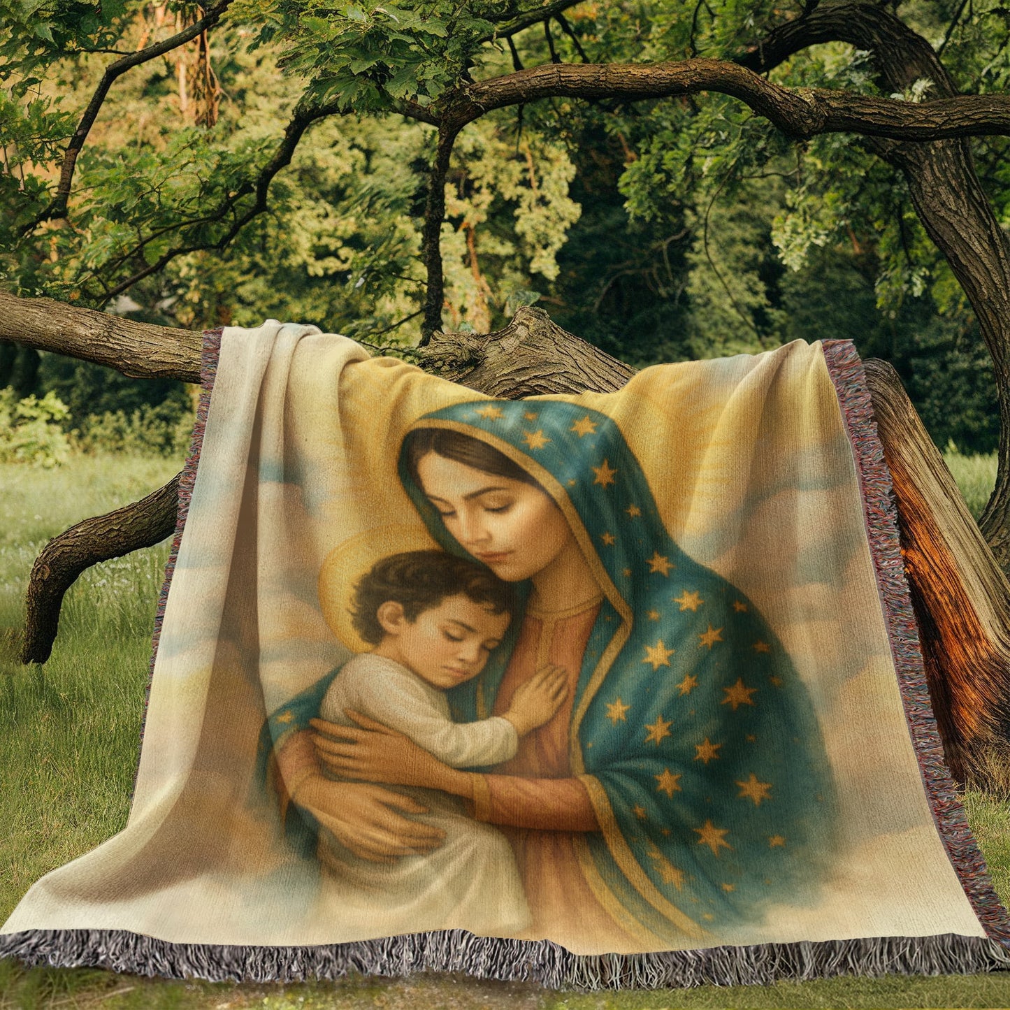 Personalized Woven Blanket "Am I not here, I who am your Mother?"