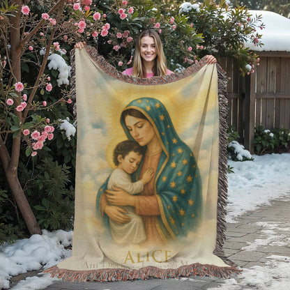 Personalized Woven Blanket "Am I not here, I who am your Mother?"