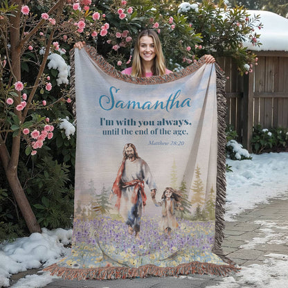 Personalized Woven Blanket "I'm with you always.. (Matthew 28:20)"