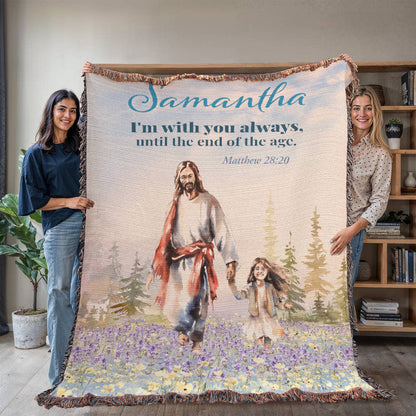 Personalized Woven Blanket "I'm with you always.. (Matthew 28:20)"